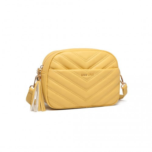 Easy Luggage LA2119-1 - Miss LuLu Lightweight Quilted Leather Cross body Bag - Yellow