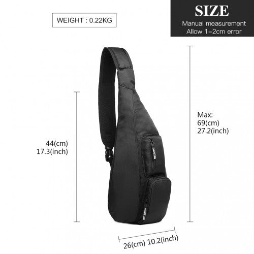 Easy Luggage LB1934 - Miss Lulu Casual Single Strap Sling Backpack - Black