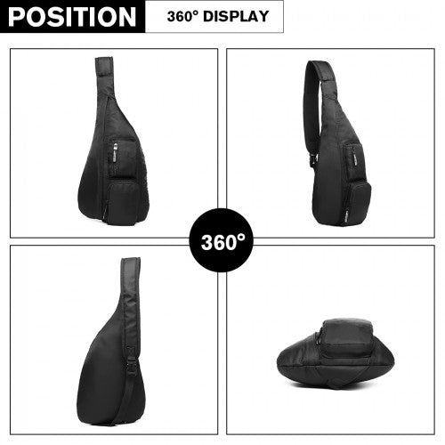 Easy Luggage LB1934 - Miss Lulu Casual Single Strap Sling Backpack - Black