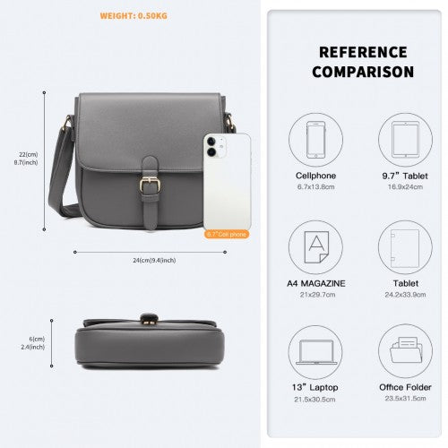 Easy Luggage LB2003 - Miss Lulu Classic Cross Body Shoulder Bag - Grey