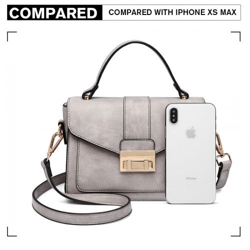 Easy Luggage LB2033 - Miss Lulu Leather Look Midi Handbag - Grey