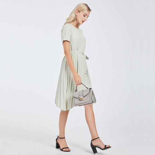 Easy Luggage LB2033 - Miss Lulu Leather Look Midi Handbag - Grey