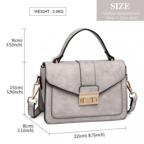 Easy Luggage LB2033 - Miss Lulu Leather Look Midi Handbag - Grey