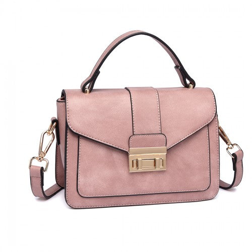 Easy Luggage LB2033 - Miss Lulu Leather Look Midi Handbag - Pink