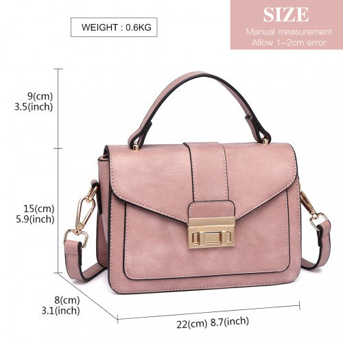 Easy Luggage LB2033 - Miss Lulu Leather Look Midi Handbag - Pink