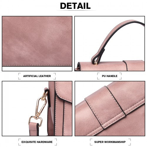 Easy Luggage LB2033 - Miss Lulu Leather Look Midi Handbag - Pink