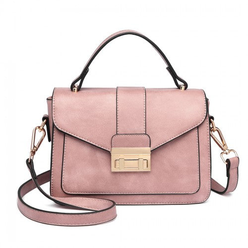 Easy Luggage LB2033 - Miss Lulu Leather Look Midi Handbag - Pink