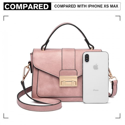 Easy Luggage LB2033 - Miss Lulu Leather Look Midi Handbag - Pink