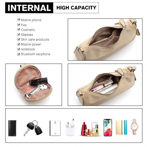 Easy Luggage LB2060 - Miss Lulu Cross-Body Handbag with a Detachable Pouch - Khaki