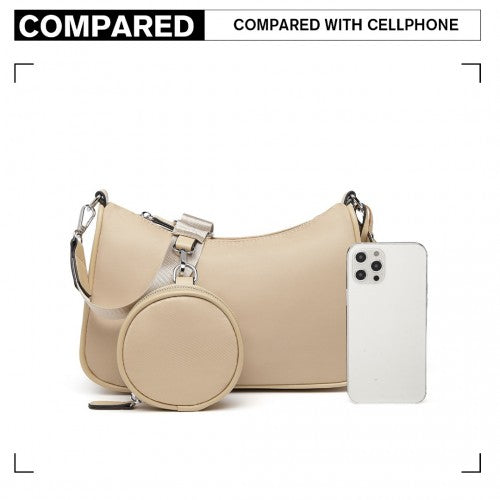 Easy Luggage LB2060 - Miss Lulu Cross-Body Handbag with a Detachable Pouch - Khaki