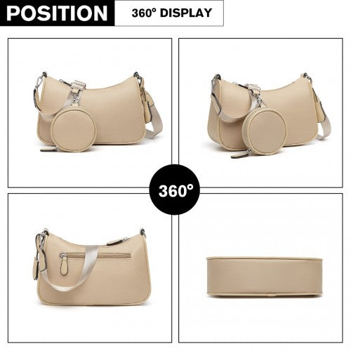 Easy Luggage LB2060 - Miss Lulu Cross-Body Handbag with a Detachable Pouch - Khaki