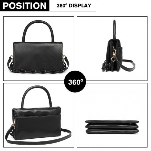Easy Luggage LB2122 - Miss Lulu Personality Versatile Chain Handbag Crossbody Bag - Black