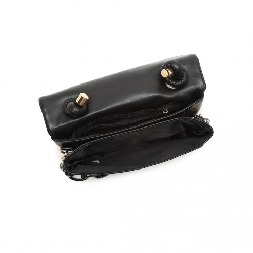 Easy Luggage LB2122 - Miss Lulu Personality Versatile Chain Handbag Crossbody Bag - Black