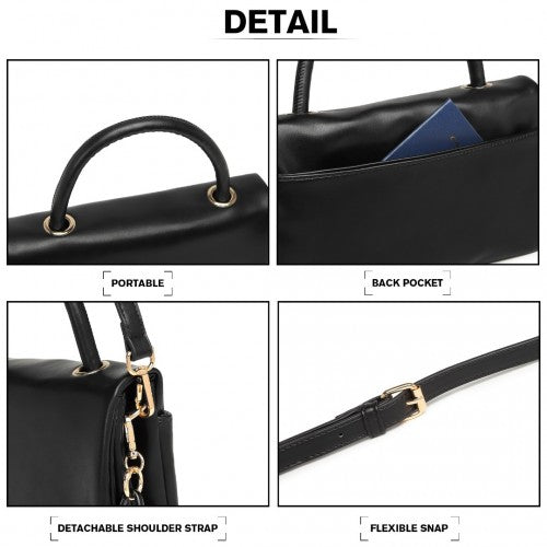Easy Luggage LB2122 - Miss Lulu Personality Versatile Chain Handbag Crossbody Bag - Black