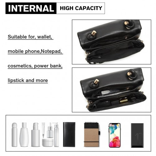 Easy Luggage LB2122 - Miss Lulu Personality Versatile Chain Handbag Crossbody Bag - Black