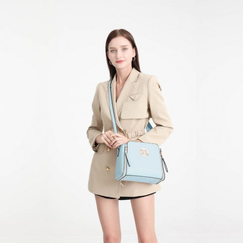 Easy Luggage LB2126 - Miss Lulu Leather Look Practical Crossbody Bag - Blue