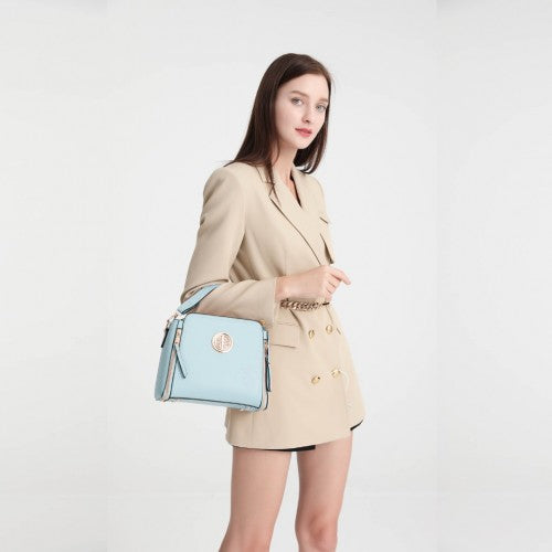 Easy Luggage LB2126 - Miss Lulu Leather Look Practical Crossbody Bag - Blue