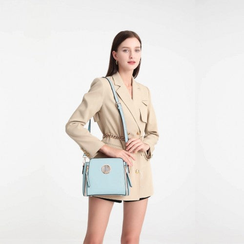 Easy Luggage LB2126 - Miss Lulu Leather Look Practical Crossbody Bag - Blue