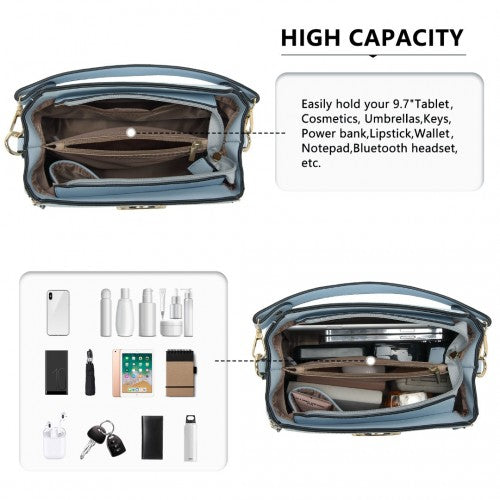 Easy Luggage LB2126 - Miss Lulu Leather Look Practical Crossbody Bag - Blue