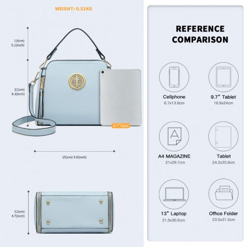 Easy Luggage LB2126 - Miss Lulu Leather Look Practical Crossbody Bag - Blue