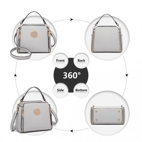 Easy Luggage LB2126 - Miss Lulu Leather Look Practical Crossbody Bag - Grey