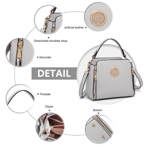 Easy Luggage LB2126 - Miss Lulu Leather Look Practical Crossbody Bag - Grey
