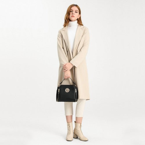 Easy Luggage LB2126 - Miss Lulu Leather Look Practical Crossbody Bag - Grey