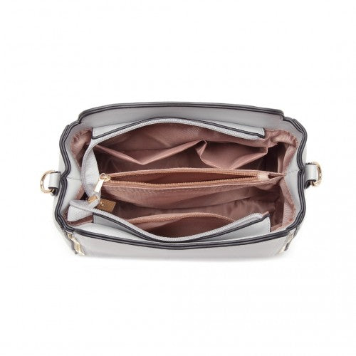 Easy Luggage LB2126 - Miss Lulu Leather Look Practical Crossbody Bag - Grey