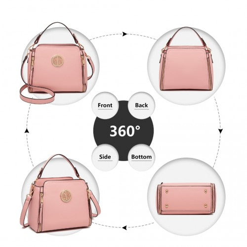 Easy Luggage LB2126 - Miss Lulu Leather Look Practical Crossbody Bag - Pink