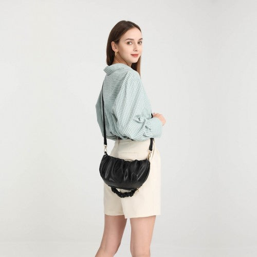 Easy Luggage LB2129 - Miss Lulu Premium Chain Cloud-Like Pochette Handbag - Beige