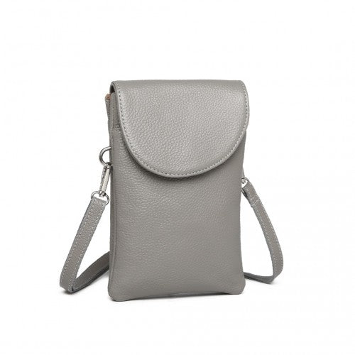 Easy Luggage LB2140 - Miss Lulu Touch Screen Genuine Leather Small Crossbody Bag - Grey