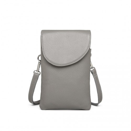 Easy Luggage LB2140 - Miss Lulu Touch Screen Genuine Leather Small Crossbody Bag - Grey