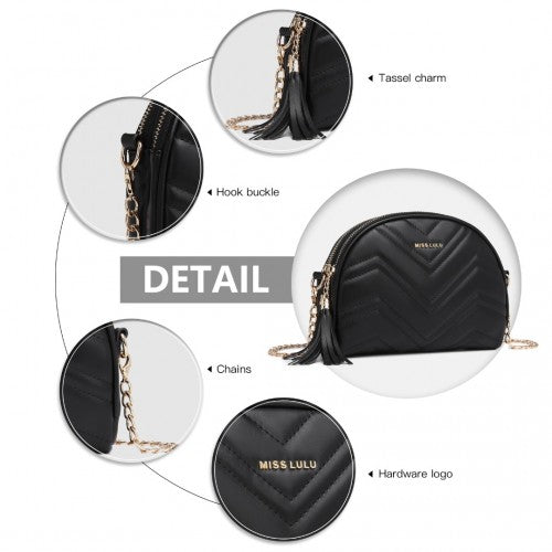 Easy Luggage LB2236 - Miss Lulu Trendy Tassel Crossbody Bag - Black