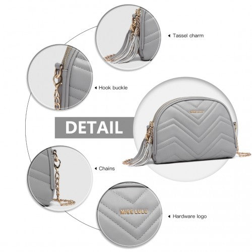 Easy Luggage LB2236 - Miss Lulu Trendy Tassel Crossbody Bag - Grey