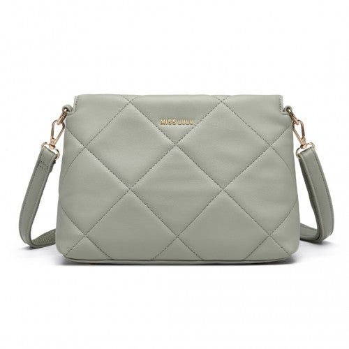 Easy Luggage LB2237 - Miss Lulu PU Leather Rhombus Shoulder Bag - Green