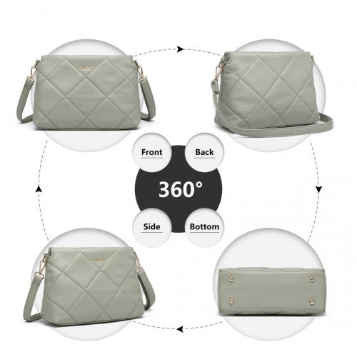 Easy Luggage LB2237 - Miss Lulu PU Leather Rhombus Shoulder Bag - Green