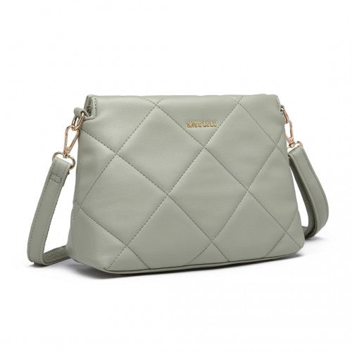 Easy Luggage LB2237 - Miss Lulu PU Leather Rhombus Shoulder Bag - Green