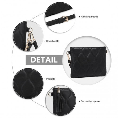 Easy Luggage LB2247 - Miss Lulu Small PU Leather Soft Crossbody Bag - Black
