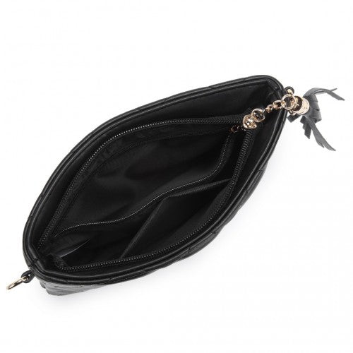 Easy Luggage LB2247 - Miss Lulu Small PU Leather Soft Crossbody Bag - Black