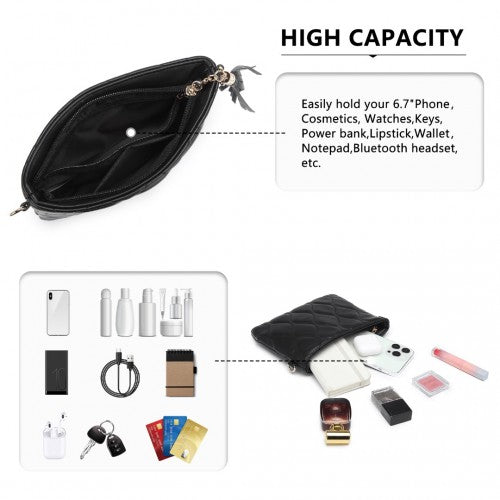 Easy Luggage LB2247 - Miss Lulu Small PU Leather Soft Crossbody Bag - Black