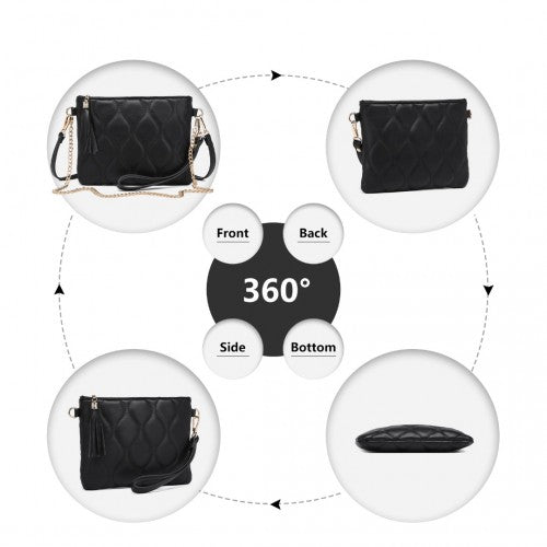 Easy Luggage LB2247 - Miss Lulu Small PU Leather Soft Crossbody Bag - Black