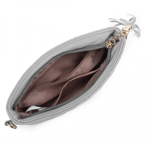 Easy Luggage LB2247 - Miss Lulu Small PU Leather Soft Crossbody Bag - Grey