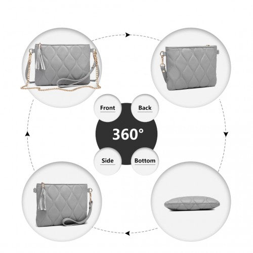 Easy Luggage LB2247 - Miss Lulu Small PU Leather Soft Crossbody Bag - Grey