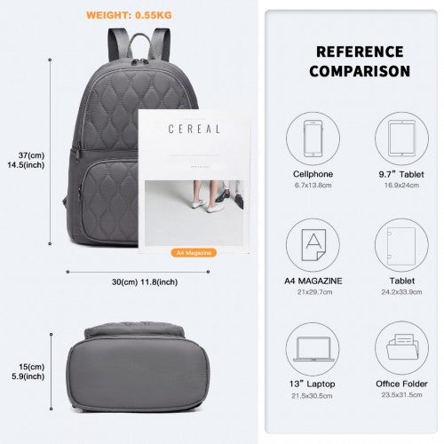Easy Luggage LB2250 - Miss Lulu Casual Lightweight Ladies Backpack - Grey
