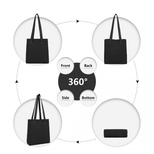 Easy Luggage LB2326 - Miss Lulu Large Capacity Polyester Tote Shopping Bag - Black