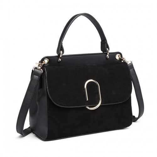 Easy Luggage LB6871-MISS LULU STYLISH LADIES LEATHER HANDBAG SHOULDER BAG BLACK