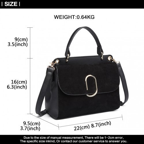 Easy Luggage LB6871-MISS LULU STYLISH LADIES LEATHER HANDBAG SHOULDER BAG BLACK