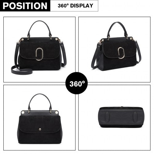 Easy Luggage LB6871-MISS LULU STYLISH LADIES LEATHER HANDBAG SHOULDER BAG BLACK