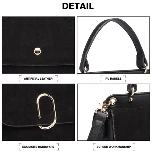 Easy Luggage LB6871-MISS LULU STYLISH LADIES LEATHER HANDBAG SHOULDER BAG BLACK