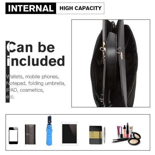 Easy Luggage LB6871-MISS LULU STYLISH LADIES LEATHER HANDBAG SHOULDER BAG BLACK
